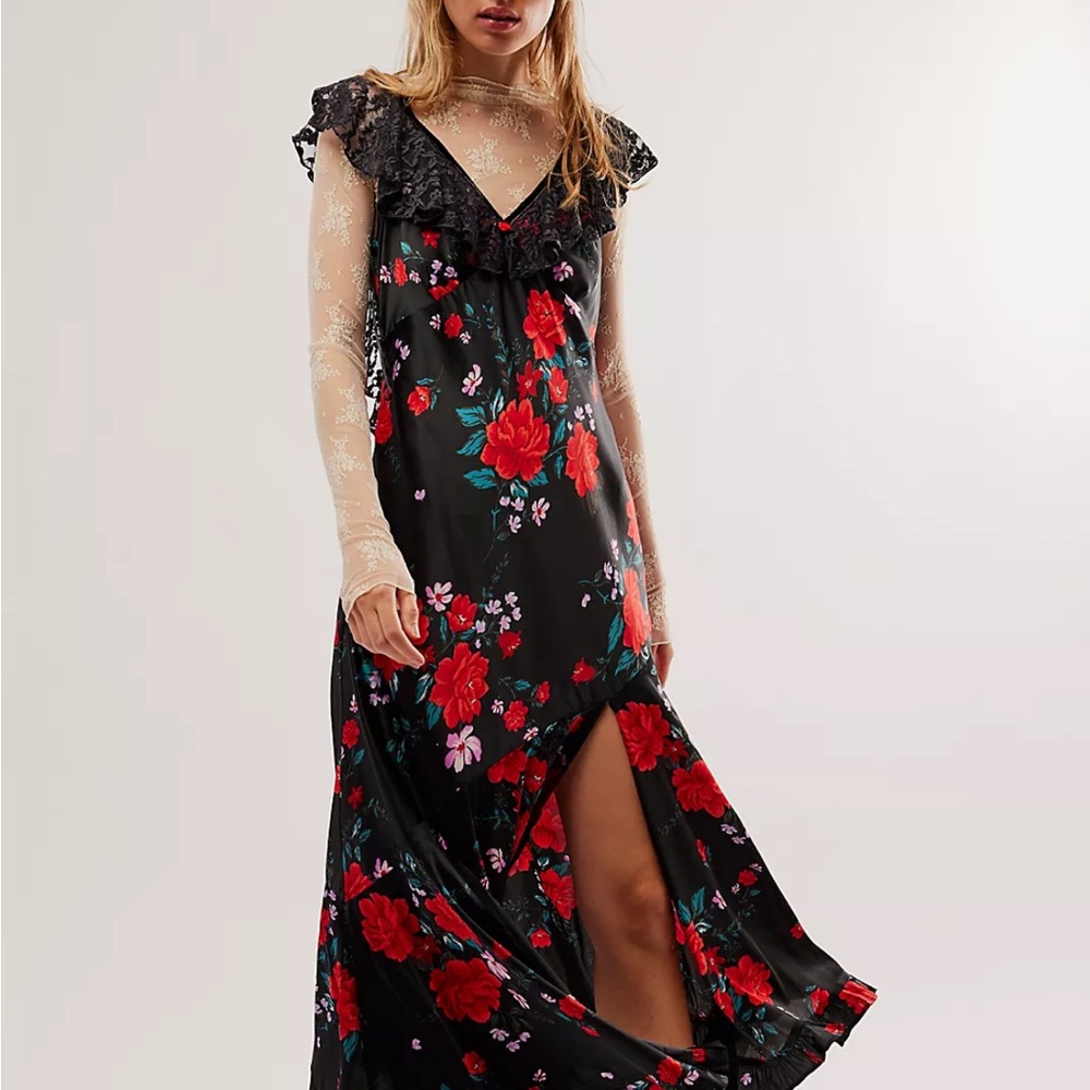 We The Free Black Floral Maxi Dress